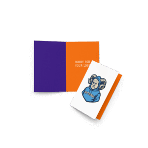 "Not the Goat" // "Sorry for Your Loss" Belichoke Greeting Card - Orange & Purple Interior