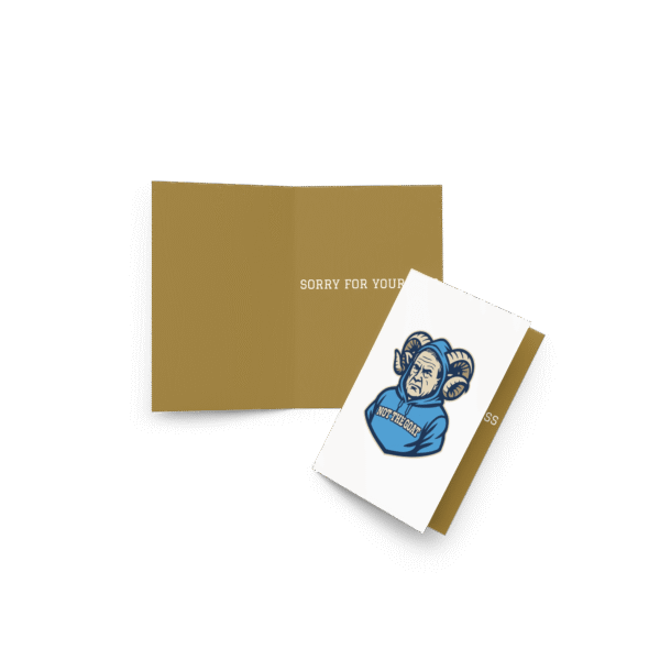 "Not the Goat" // "Sorry for Your Loss" Belichoke Greeting Card - Gold Interior