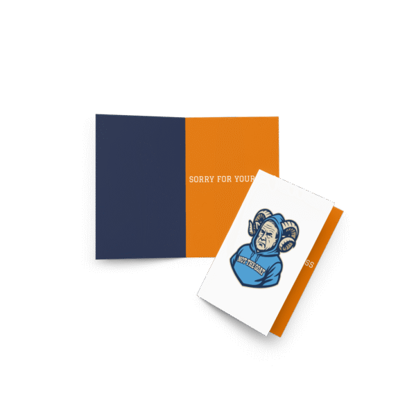"Not the Goat" // "Sorry for Your Loss" Belichoke Greeting Card - Orange & Navy Interior - Image 2
